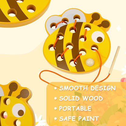 Sealive Early Development Wooden Lacing Toys, Montessori Activity Caterpillars Eat Apple and Kids Cheese Toys, Children Learning Educational Wood Block Puzzles for Toddlers Boys Girls