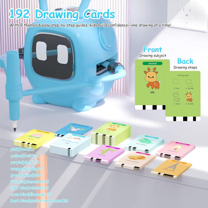 Drawing Robot for Kids: Interactive Educational Toy - Auto Drawing Machine with 192 Cards & 10 Pens - Montessori Learning Gifts for 3-8 Year Old Boys Girls