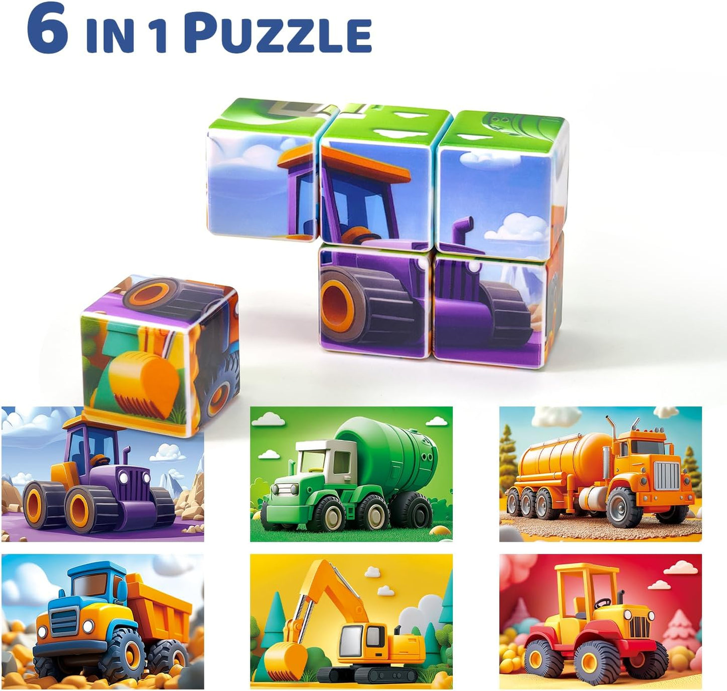 Pairez Toys 3D Magnetic Cubic Jigsaw Puzzle Toys for Toddlers, Large Building Blocks Cubes 1.65 Inches, Sensory & Montessori Toys for Kids 3-5