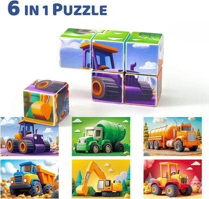 Pairez Toys 3D Magnetic Cubic Jigsaw Puzzle Toys for Toddlers, Large Building Blocks Cubes 1.65 Inches, Sensory & Montessori Toys for Kids 3-5