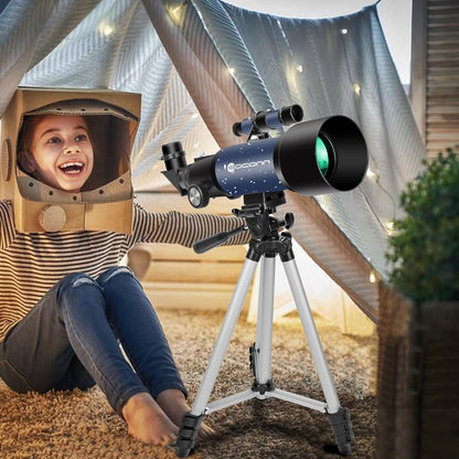 Telescopes, Telescope for Kids and Adults Beginners, 70mm Aperture 400mm Focus Length Refractor Travel Telescope with AZ Mount for Observe The Moon and Landscape (Blue)