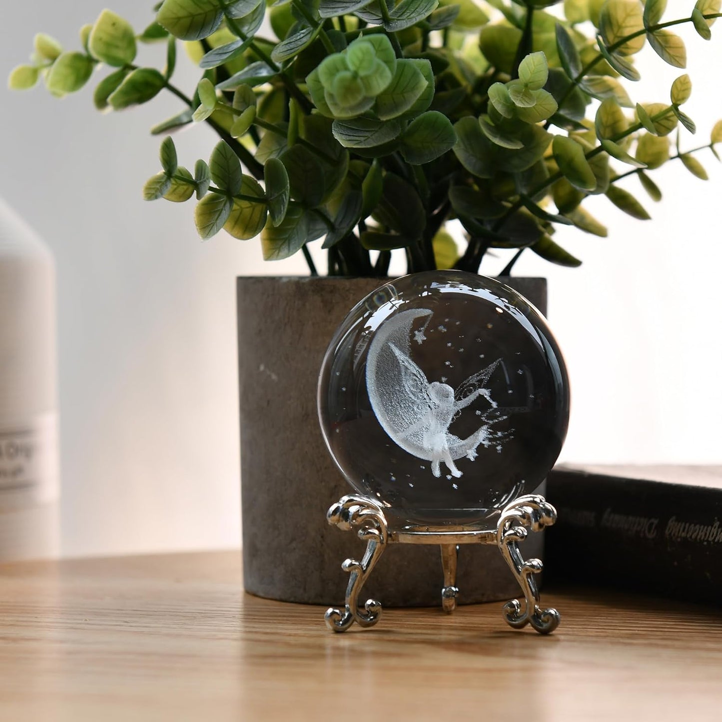 IFOLAINA 3D Solar System Crystal Ball 60mm Laser Engraved Glass Sphere Home Decor with Stand Solar System Planet Model Decor Space Universe Gifts for Astronomy Lovers