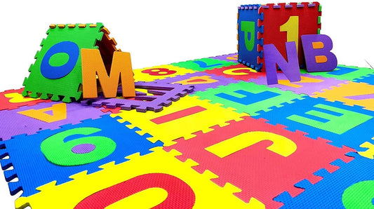 Little fun times Alphabet Play Mat for Baby Large 60 Pieces 12inch. Total 71.5x71.5 inch 36 SqFt Interlocking Floor Puzzle EVA Tiles Playmat for Toddler and Kids Letters and Numbers with Edges.