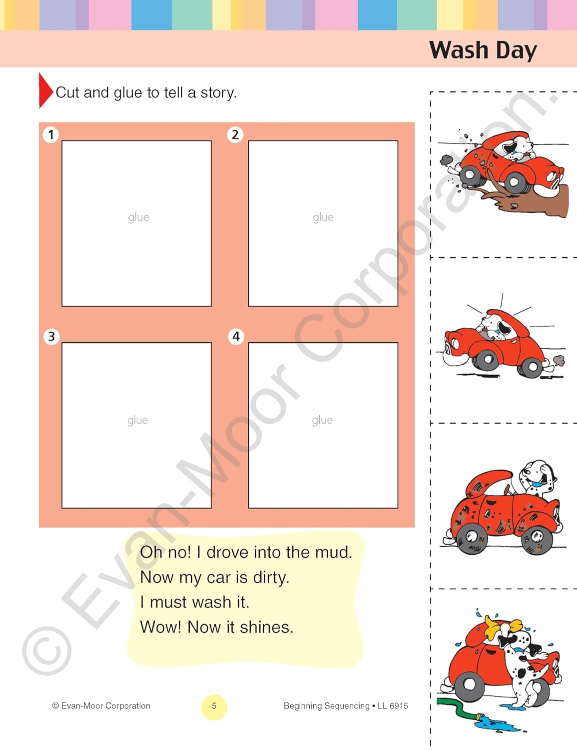 Evan-Moor Learning Line: Beginning Sequencing, Prek - Kindergarten Workbook