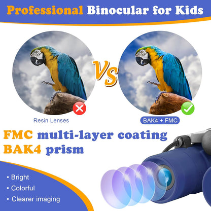 Real Binoculars for Kids Gifts for 3-12 Years Boys Girls 8x21 High-Resolution Optics Compact Toy Binocular for Bird Watching,Travel, Camping