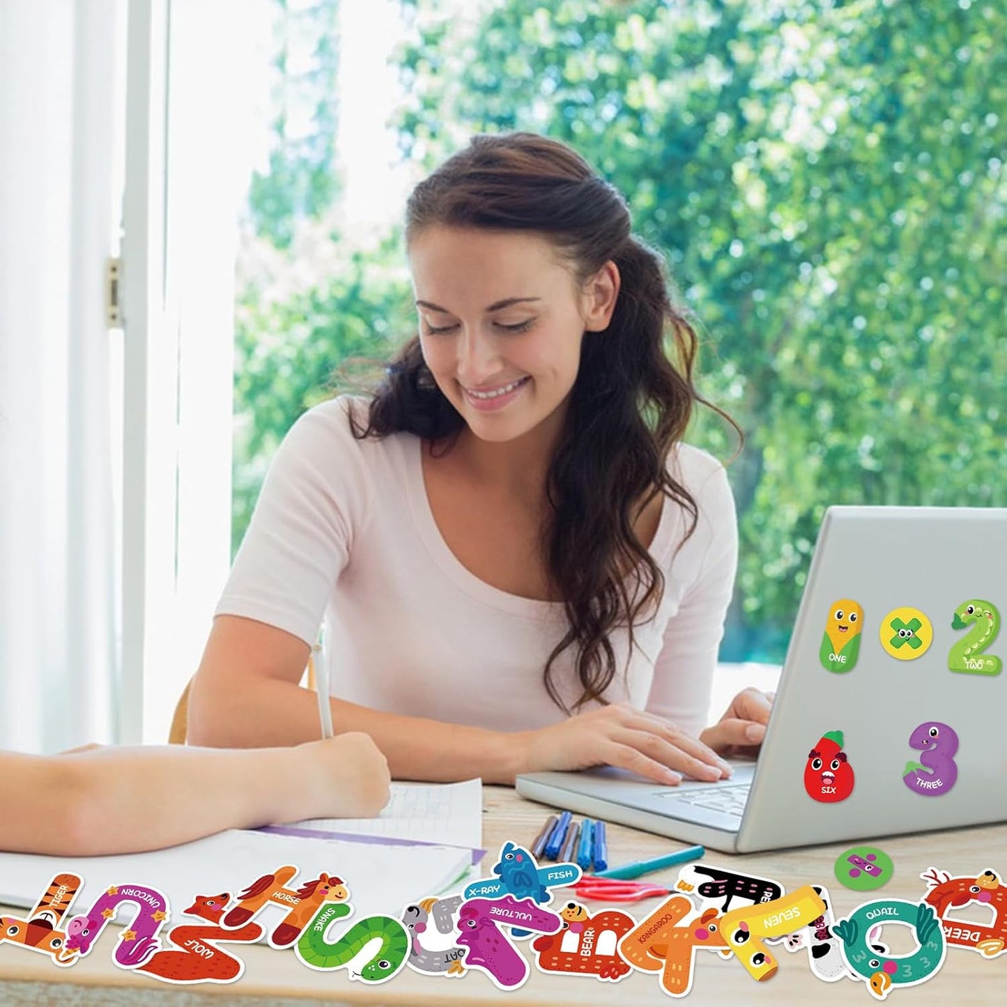 48Pcs Magnetic Letters and Numbers Fridge Magnets, 26 Uppercase Letters 0-9 Numbers Refrigerator Magnets Cute Animal Alphabet Magnets for Student School Learning Spelling