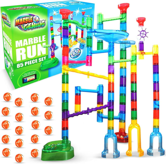Marble Genius Marble Run Super Set, STEM Toys & Maze Construction Building - 150 Translucent Track Pieces & Glass Marble for Family, Kids Toddlers Ages 4-8 - Fun Holiday Creative Gifts