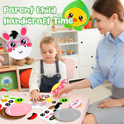 16 Pack Arts and Crafts for Kids, Toddler Crafts Animal Paper Plate Art Kit Gift for 3 4 5 6 Year Old Boys Girls DIY Kids for Birthday Party Favor Preschool Classroom Party Games
