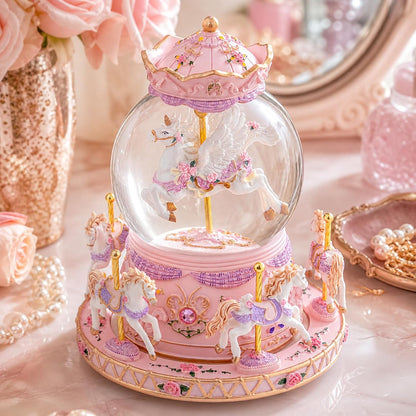Magical Unicorn Snow Globe with “Somewhere Over the Rainbow” Music, Rotating Carousel Music Box, LED Lights & Glitter Snow, Perfect Birthday, Xmas, Valentine’s Gift, for Girls, Kids & Unicorn Lovers