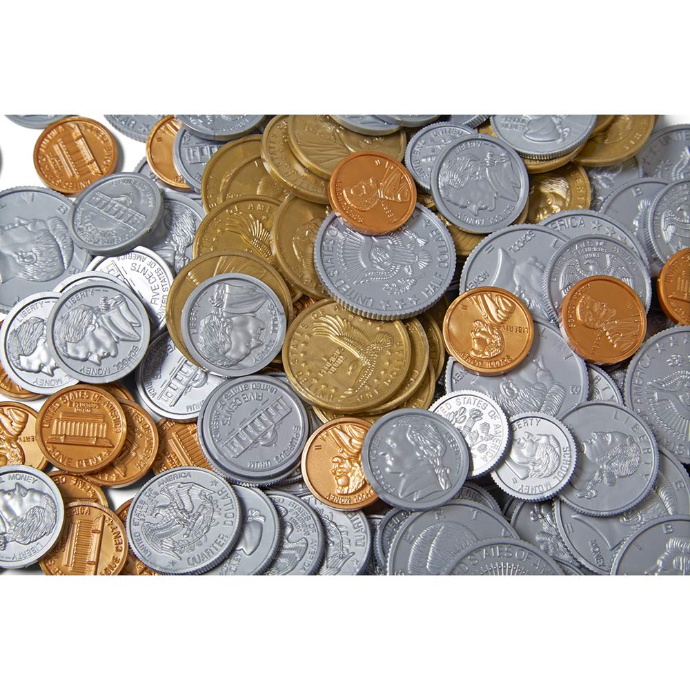 hand2mind Fake Money Coin Kit, Detailed Fake Coins, Prop Money, Toy Money, Play Money for Kids, Realistic Money, Pretend Money for Kids Learning, Play Money Set, Plastic Coins (Set of 500 Coins)