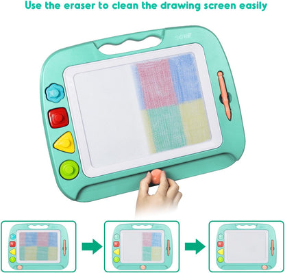 SGILE Toddler Toys for Kids, Large Magnetic Drawing Board for Birthday Gift, Toys for 1 2 3 4 Year Old Girls Boys, Etch & Sketch Pad with 4 Stamps, Learning and Educational, 16 ×13 in, Blue