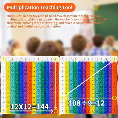 12x12 Multiplication Pop Board - Interactive Math Learning Toy for Kids, Poppable Bubble Sensory STEM Tool, Classroom & Homeschool Multiplication Chart, Stress Relief Game, CPC Certified