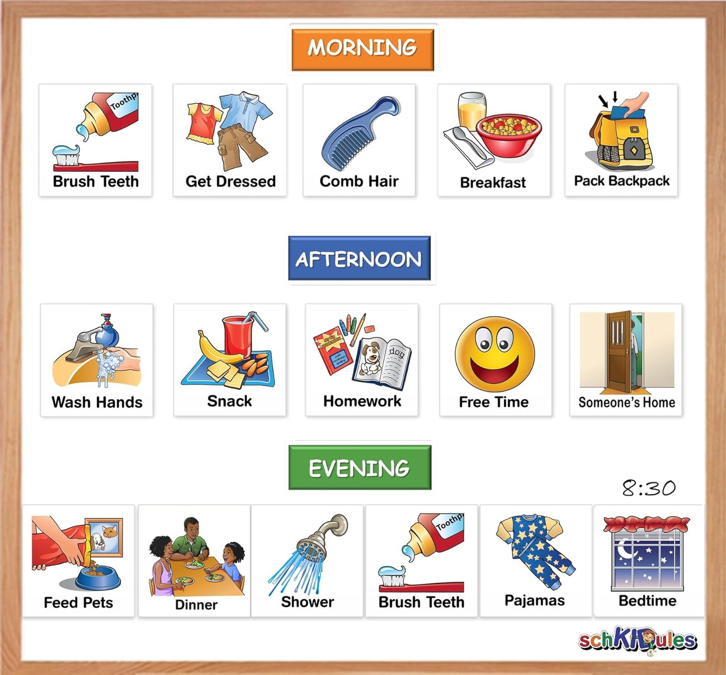 Kids Visual Schedule Magnets and Headings: SchKIDules 93Pc Home Collection for Daily Routines, Chores, Executive Functioning, Behavioral Supports, Communication-Good for Toddlers, ADHD, Autism