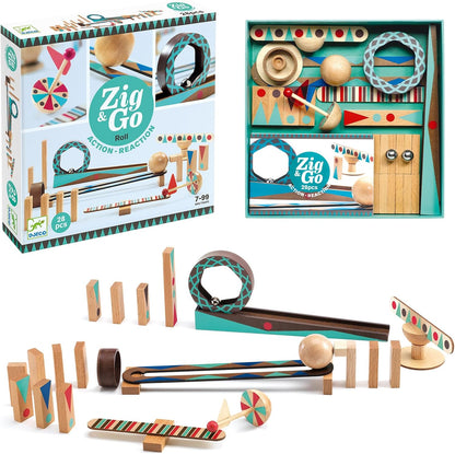 DJECO Zig & Go Big Boum Wall Construction Set (48pcs) - Chain Reaction Game for Kids - Fun & Creative Activity for Friends & Family, Educational Toys for Children 8+ Years Girls & Boys