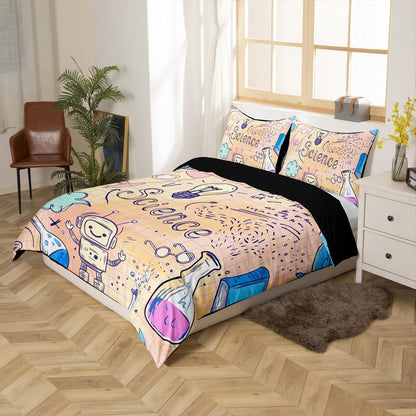 Erosebridal Science Theme Bedding Set Queen Size for Boys Girls Chemistry Periodic Table Print Duvet Cover Chemical Subject Theme Comforter Cover Teens Kids Math Science Atyle Bedspread Cover 3 Pcs