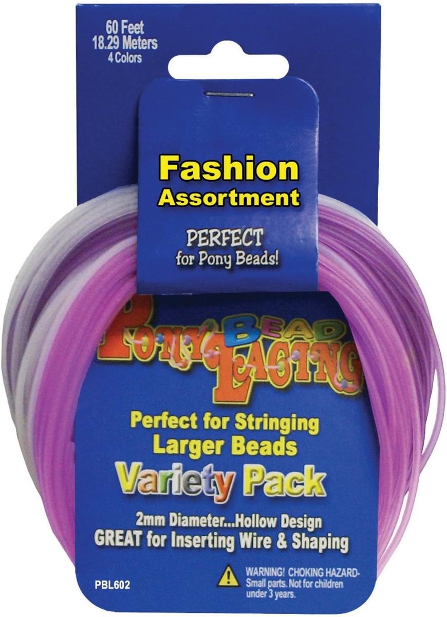 Pepperell Pony Bead Lacing Cord Variety Pack, 60-Feet, Neon Colors