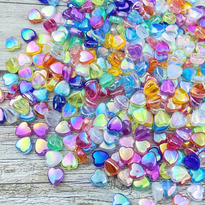 400 PCS Acrylic Heart Shape Beads AB Colors Heart Pony Spacer Beads for Jewelry Making DIY Bracelet Earring Necklace Key Chains(Deep Pink)