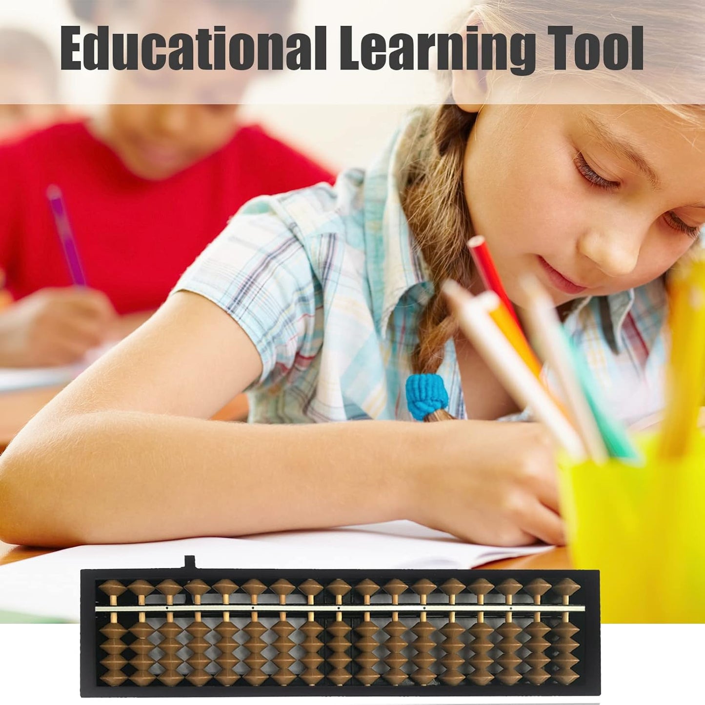 Digit Standard Abacus Soroban Professional 17 Column (10.2 inch) Math Abacus, Math Calculating Tool with Reset Button for Adults Kids (Brown)