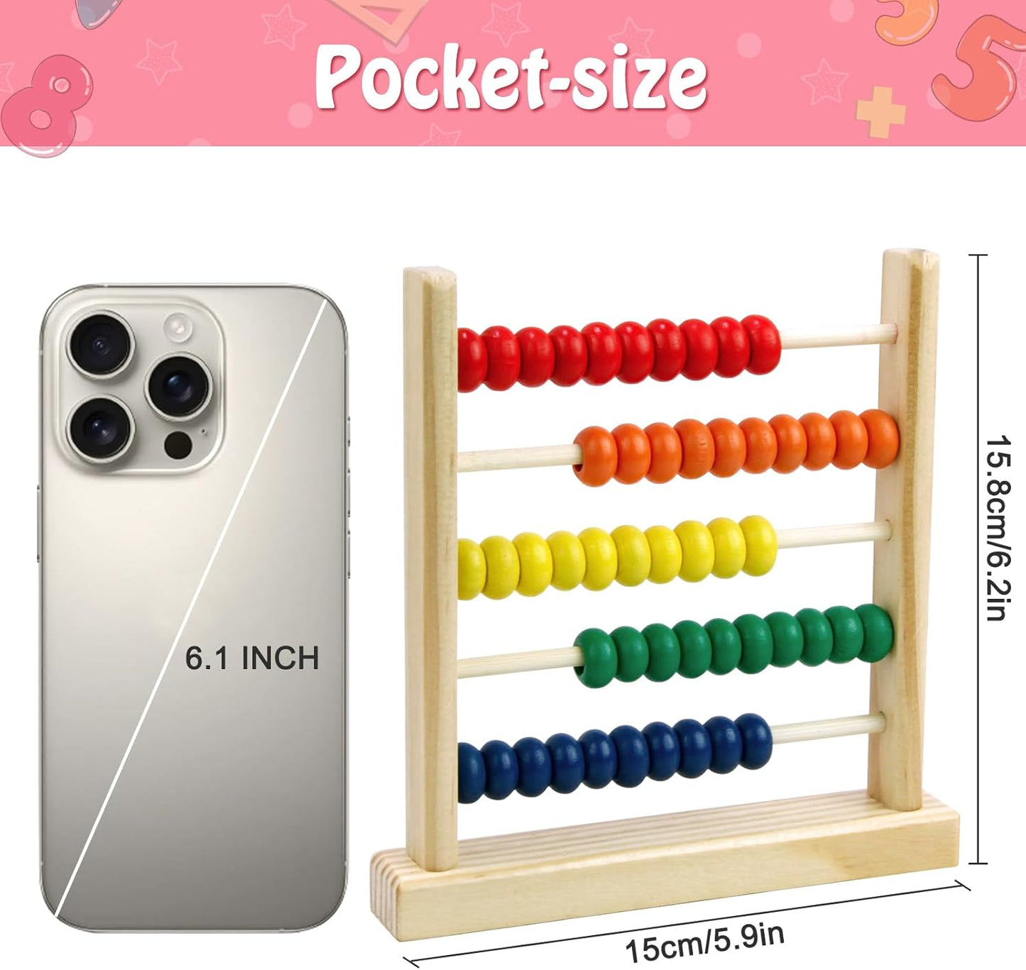 Sealive Wooden Counting Toy - 50 Beads Abacus for Kids Math, Cartoon Giraffe Counters for Kids, Counting Toys for Preschool Learning & Development, Develops Coordination, Motor Skills