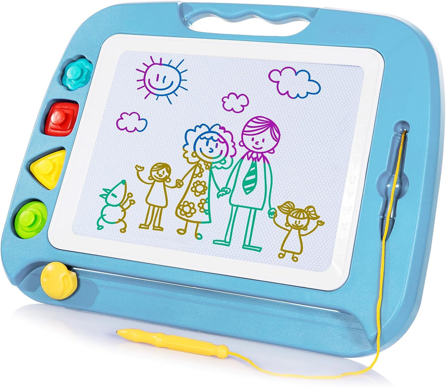 SGILE Toddler Toys for Kids, Large Magnetic Drawing Board for Birthday Gift, Toys for 1 2 3 4 Year Old Girls Boys, Etch & Sketch Pad with 4 Stamps, Learning and Educational, 16 ×13 in, Blue