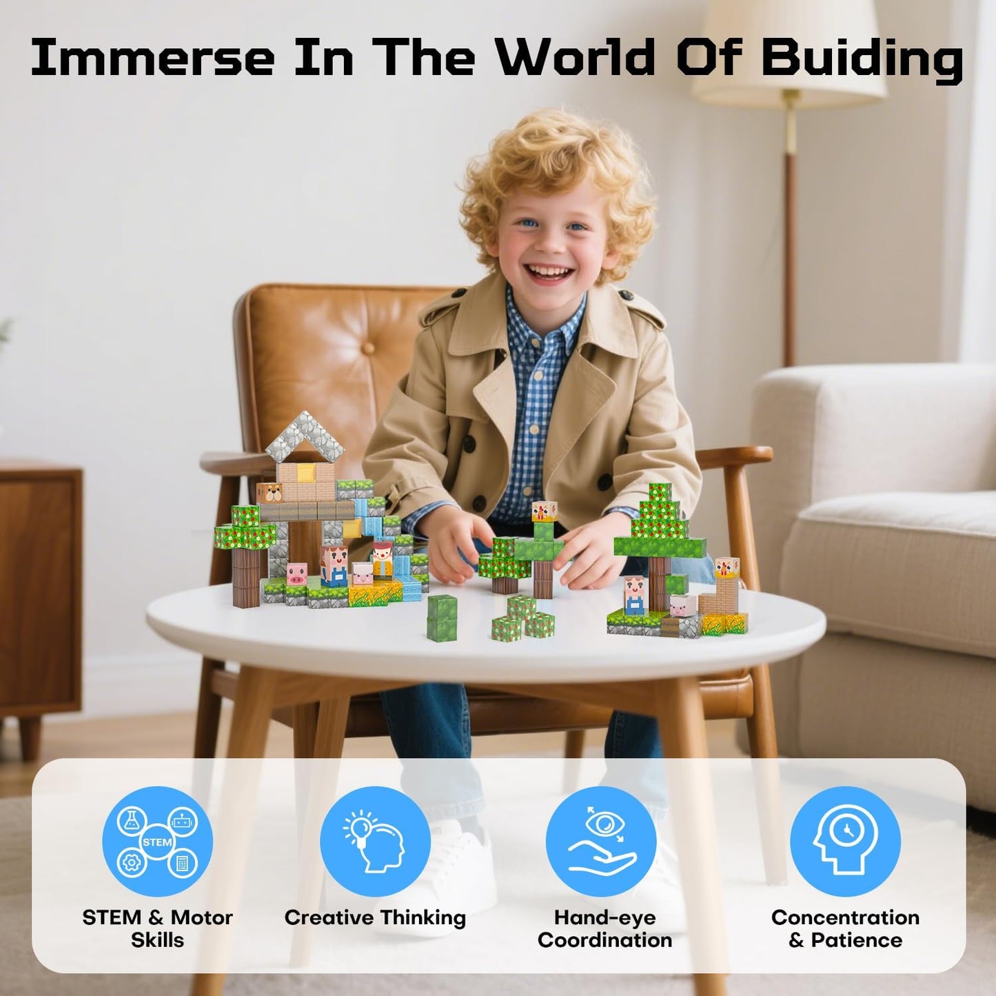 100PCS Magnetic Blocks, Magnet Tiles Toys for Kids, Magnetic Building Blocks Cubes, STEM Montessori Stacking Magnets for Kids, Birthday Gifts for Boys and Girls Age 3+ Years Old
