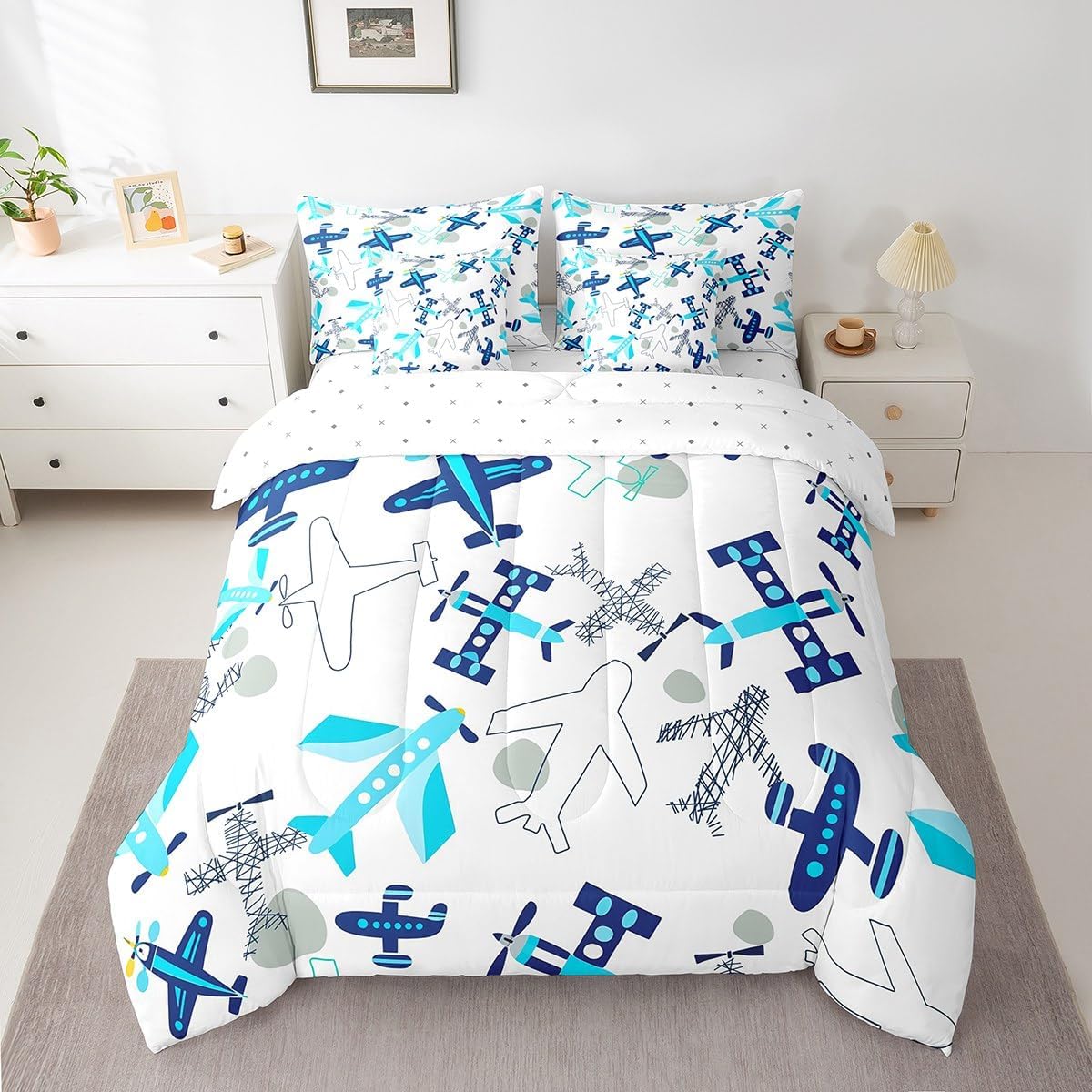 Erosebridal Chemistry Comforter Set with Sheets Full Size Periodic Table of Elements Bed in A Bag 7 Piece Science Chemistry Lovers Bedding Set for Kids Boys Children Bedroom Modern Black Bed Sets