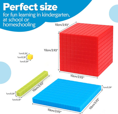 Torlam 131 PCS Base Ten Blocks - Place Value Blocks, Plastic Base 10 Math Manipulatives for 1st Grade, Addition and Subtraction Games Math Counters and Cubes for Kids