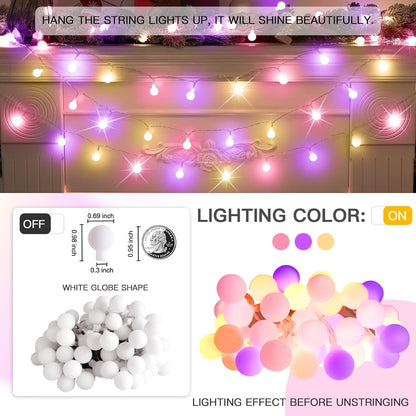 suddus String Lights for Bedroom, 66ft 200 Led Connectable Globe String Lights Indoor, Hanging Fairy Lights Plug in with Remote for Kids Room Dorm Classroom Outdoor Christmas Tree Decor, Warm White