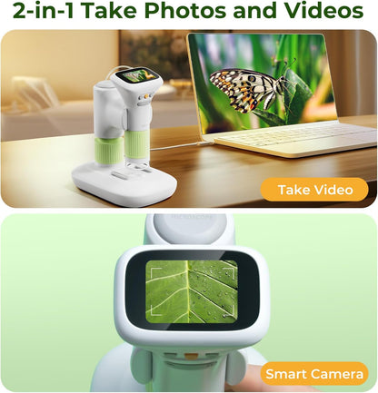 Microscope for Kids, M&G 1000X Handheld Digital Kids Microscope with 2.0 Inch Screen, Portable Pocket Miniscope Educational Science Toys for Age 3 4 5 6 7 8 9 10 11 12 Girls Boys