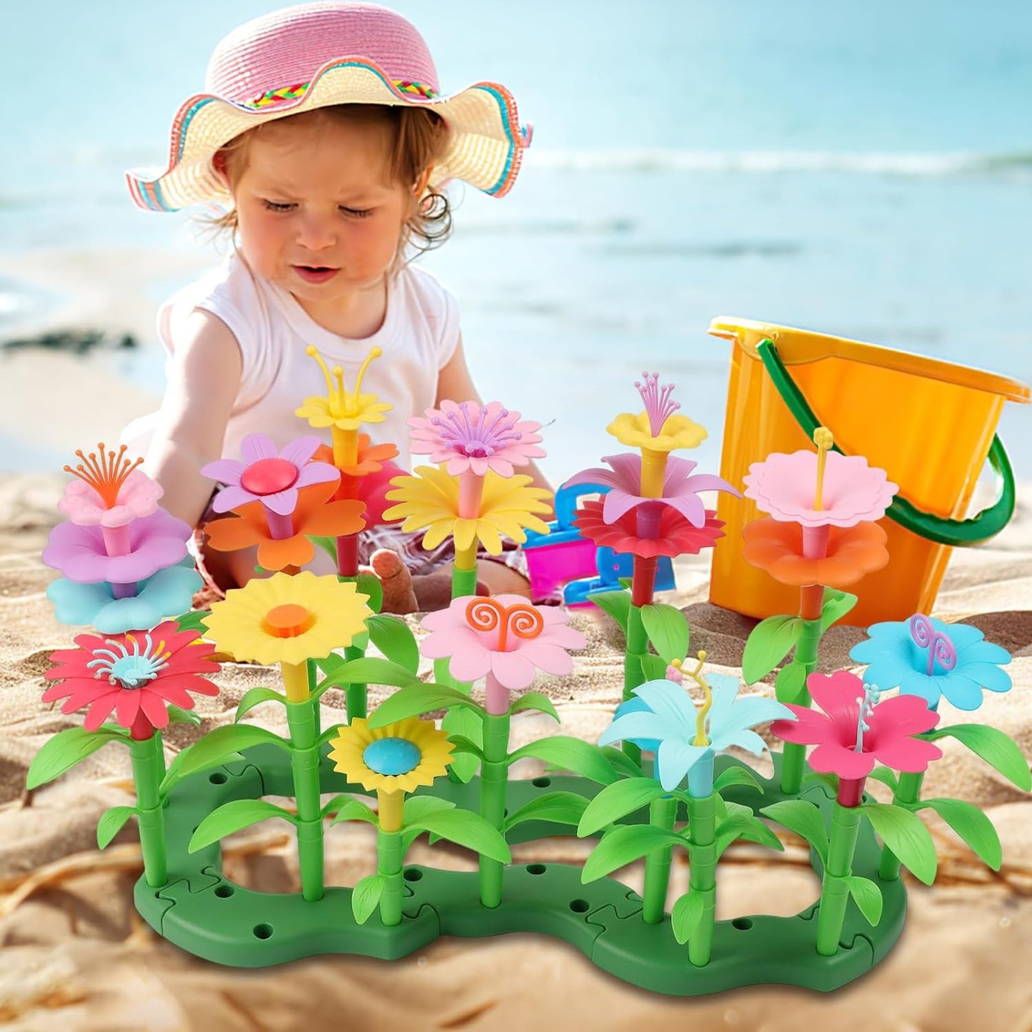 CENOVE Birthday Toys Gifts for 3 4 5 Years Old Toddler Girls Boys,Flower Garden Building Toy STEM Educational Activity Preschool Easter Gift for Kids Age 2-4 Easter Basket Stuffers(130 Pcs)