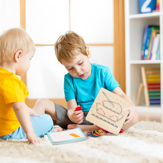 Rubber Band Board, Education Toys for Kids, Math Manipulative Education for Kids with Challenge Cards for Creating Geometric Shapes, STEM