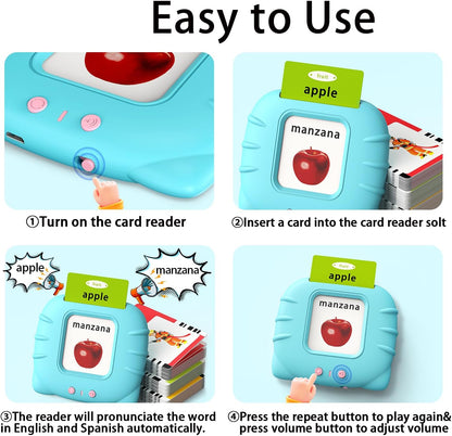 Kidzdo Educational Learning Toys for Toddlers, 540 Sight Words Talking Flash Cards with Music, Montessori Pocket Speech Therapy Toys, Teaching/Birthday Gifts for Ages 2 3 4 5 Years Old Girls (Pink)