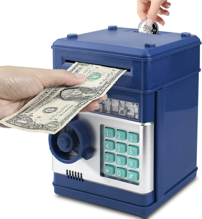 Mini ATM Piggy Bank ATM Machine Best Gift for Kids,Electronic Code Piggy Bank Money Counter Safe Box Coin Bank for Boys Girls Password Lock Case (Rose Gold)