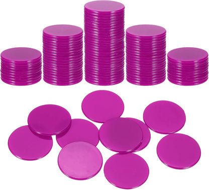 uxcell 120Pcs 1 Inch Poker Chips, Plastic Bingo Chips Learning Counters Counting Counters Disks Markers Opaque Game Tokens for Game Play Math Counting, Pink, Flat