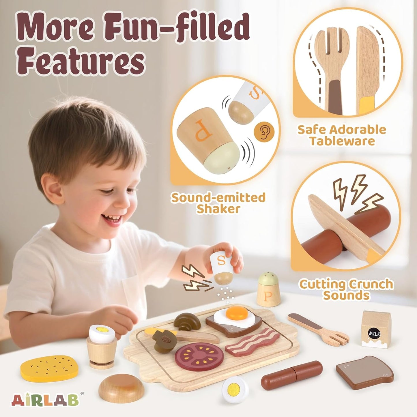 Wooden Play Food for Toddlers Pretend Play Sets 3-5 Year Old Food Toy Kitchen Accessories Birthday Gift for 3 Year Old Girl Boy 2-4 Age 4 5 6 Wood Educational Toys