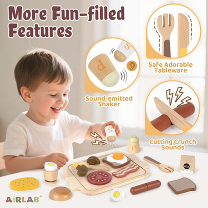 Wooden Play Food for Toddlers Pretend Play Sets 3-5 Year Old Food Toy Kitchen Accessories Birthday Gift for 3 Year Old Girl Boy 2-4 Age 4 5 6 Wood Educational Toys