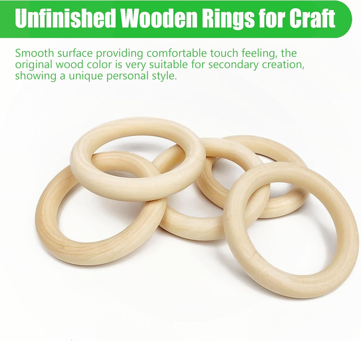 10 Pcs 100mm/3.9inch Unfinished Wooden Rings, Natural Wood Rings for Crafts Making, Large Macrame Rings Without Paint, Pendant Connectors