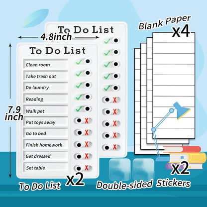 Chore Chart for Kids: Dry Erase Visual Schedule, Magnetic Bedtime/Morning Routine Chart - Toddler Chore Board, Checklist, To Do List for Kids (2 morning checklists, 2 bedtime checklists)