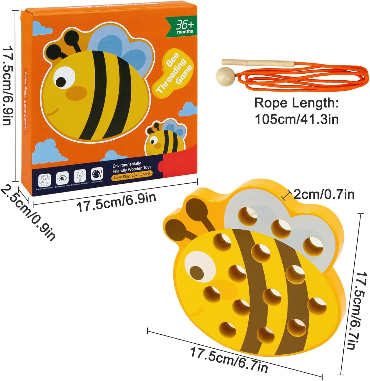 Sealive Early Development Wooden Lacing Toys, Montessori Activity Caterpillars Eat Apple and Kids Cheese Toys, Children Learning Educational Wood Block Puzzles for Toddlers Boys Girls
