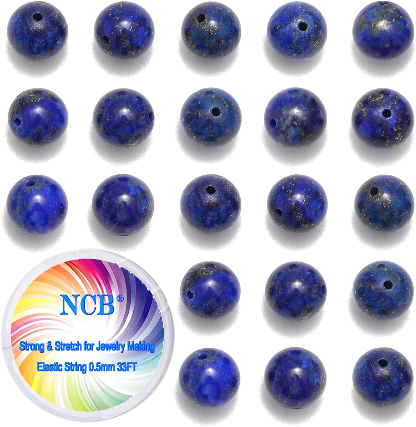 NCB 100pcs Original Natural Stone Beads Gemstone Round Loose Beads 6mm 8mm 10mm (Blue Aventurine, 6mm 100Beads) - Colors A
