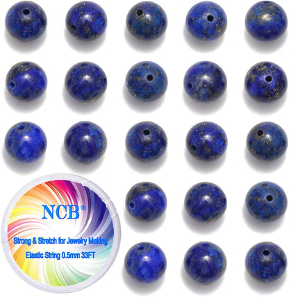 NCB 100pcs Original Natural Stone Beads Gemstone Round Loose Beads 6mm 8mm 10mm (Blue Aventurine, 6mm 100Beads) - Colors A
