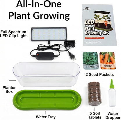 Plant Growing Kit with LED Grow Light & Root Viewing Window, Indoor Garden Kit for Beginners, Vegetable & Herb Garden, Indoor Gardening System, Soil & Seed Starter Germination Kit, Grow Your Own Plant