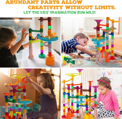 MaxTronic Marble Run Toy, 110pcs Marble Maze Kit STEM Educational Learning Toy for Kids, Mable Race Construction Railway Building Blocks with 60 Marbles Birthday Gift for Boys Girls 3-12 Years Old