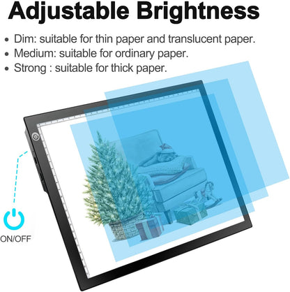 LitEnergy A4 LED Copy Board Light Tracing Box, Adjustable USB Power Artcraft LED Trace Light Pad for Tattoo Transferring, Drawing, Sketching, Animation, Stenciling, Diamond Art Painting Accessories