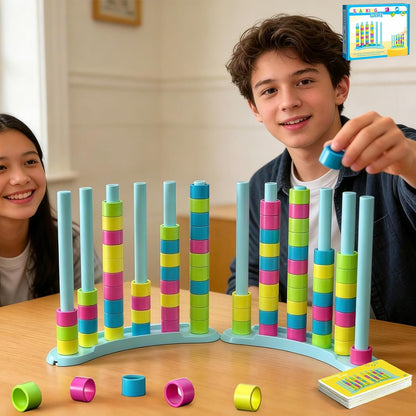 BBnote Color Matching Challenge Game, Fast Pattern Match Ring Stacking Puzzle Stack Games, 1-2 Players, Family Board Game for Kids & Adults, Birthday Easter Christmas Party Gifts for Boy & Girl