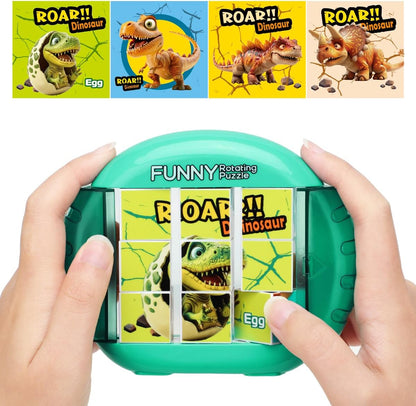 Rotating Puzzle for Kids 3 4 5 6 7 8 Year Old, 4 Puzzles in 1, Toddlers Travel, Car, Airplane, Road Trip Activities, Fine Motor Skills, Fidget, Gift for Boys & Girls Ages 3+ (Dinosaur)