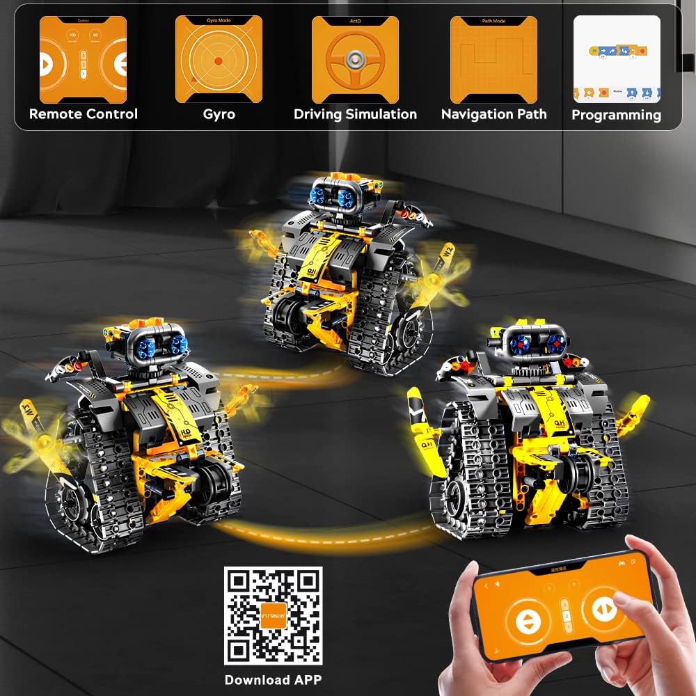 HOGOKIDS Robot Building Toys for Kids - 5 in 1 Remote & APP Controlled Building Set | RC Wall/Engineer Robot/Mech Dinosaur STEM Toys for Boys Girls Age 6 7 8 9 10 11 12+ Year Old (520 Pcs)