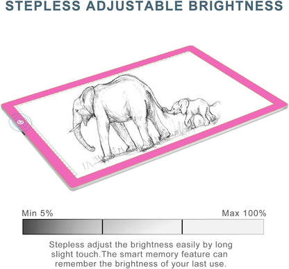 LitEnergy A4 LED Copy Board Light Tracing Box, Adjustable USB Power Artcraft LED Trace Light Pad for Tattoo Transferring, Drawing, Sketching, Animation, Stenciling, Diamond Art Painting Accessories