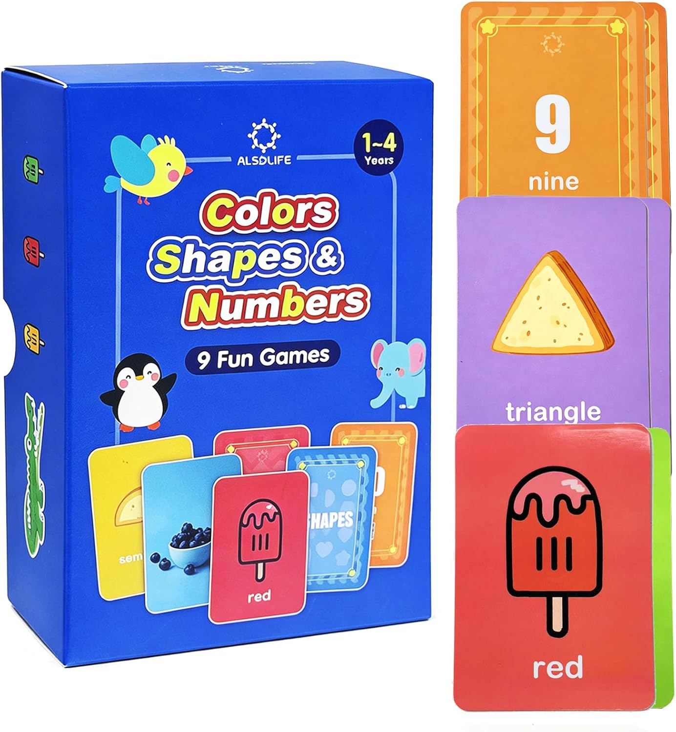 Thick Video Flash Cards for Toddlers- Color, Shape, Number Cards- 9 Fun Games for Toddlers, Speech Therapy Material Picture Cards, Preschool Learning Activities, Montessori