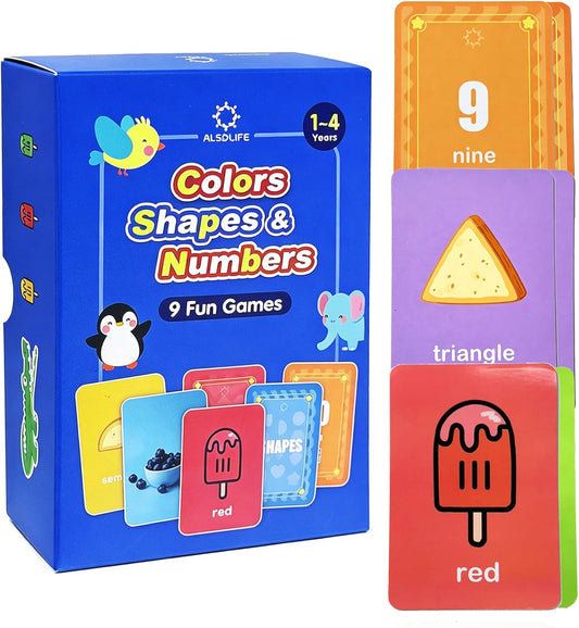 Thick Video Flash Cards for Toddlers- Color, Shape, Number Cards- 9 Fun Games for Toddlers, Speech Therapy Material Picture Cards, Preschool Learning Activities, Montessori